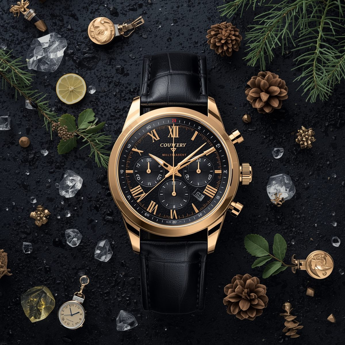 Macro detail of luxury watch movement